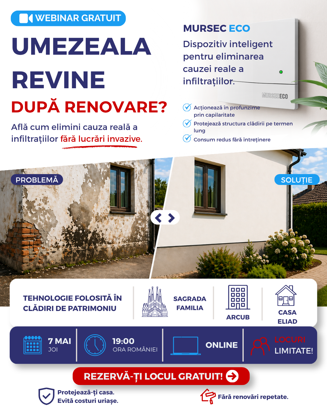 Webinar LifeArt, 7 mai: soluție modernă pentru stoparea umidității ascensionale, fără intervenții invazive